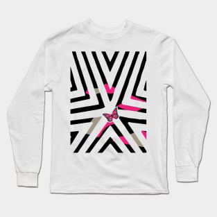 Abstract Black and White Simple Pattern geometry Long Sleeve T-Shirt